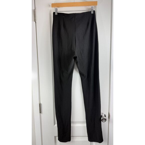 Stradivarius Black Ribbed Pull On Pants Front Split Polyester Elastane Women's M - Picture 2 of 10